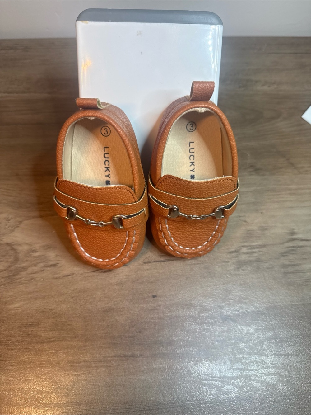 Lucky Brand Kids Orange Brown Moccasin Loafers with Bit Detail